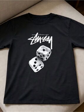 Stussy black dice Women Men T-shirt unisex